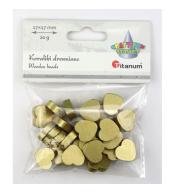 Koraliki drewniane serca płaskie 17x17mm złote 20g