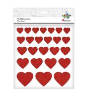 Naklejki piankowe brokatowe serca mix 25szt.