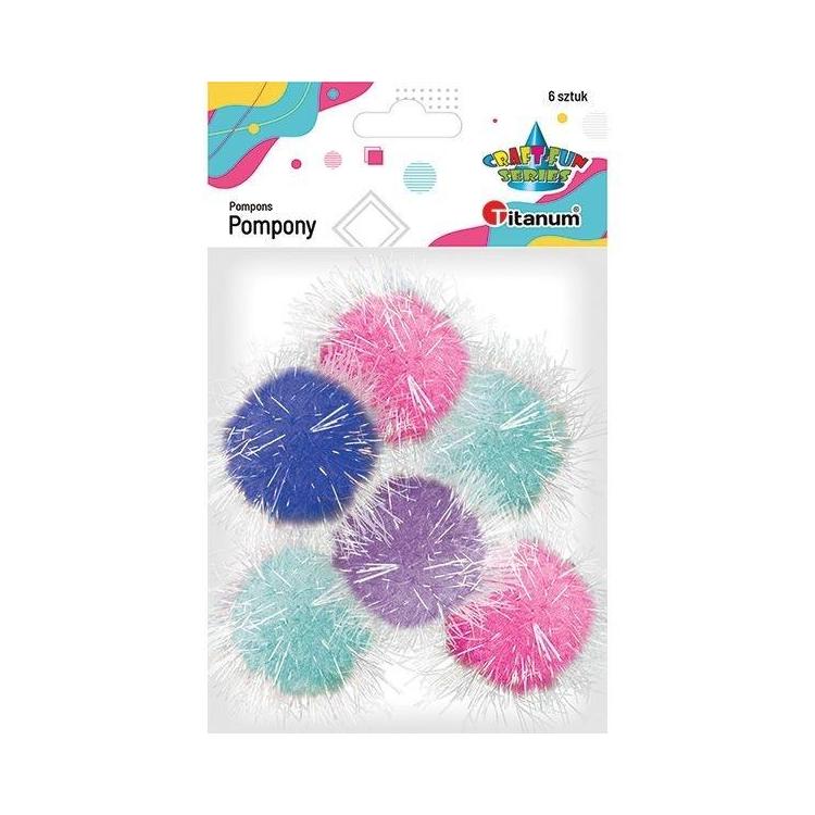Pompony poliestrowe 45mm mix 6szt