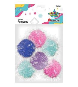 Pompony poliestrowe 45mm mix 6szt