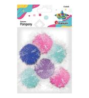 Pompony poliestrowe 45mm mix 6szt