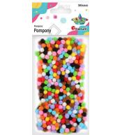 Pompony poliestrowe 7mm mix kolorów 380szt