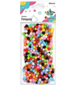Pompony poliestrowe 7mm mix kolorów 380szt