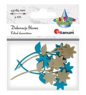 Filcowe kwiatki z gałązką mix 4szt