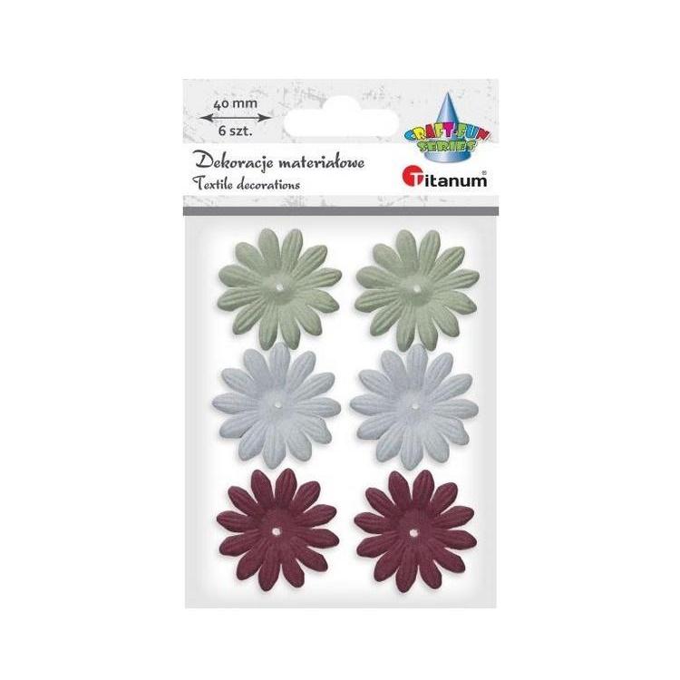 Kwiaty materiałowe pianka 3D 40mm mix 6szt