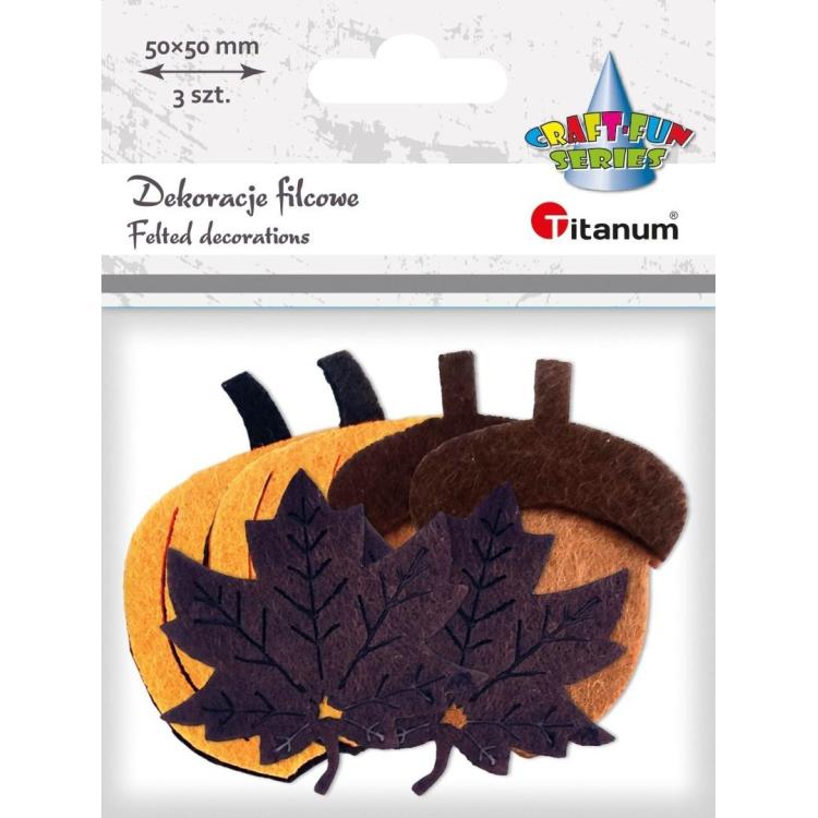Dekoracje filcowe dynie 3D 50x51mm 6szt