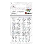 Kryształki samoprzylepne kwiaty 52szt srebrne