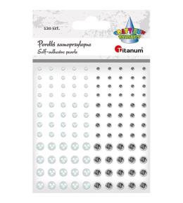 Perełki samoprzylepne okrągłe 120szt białe srebrne