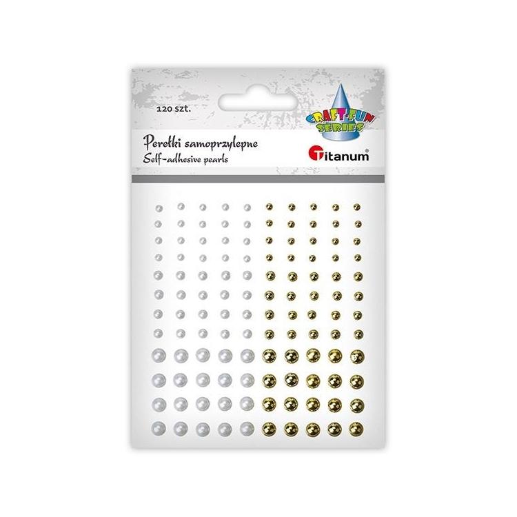 Perełki samoprzylepne okrągłe 120szt białe złote