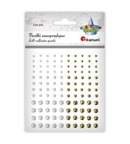 Perełki samoprzylepne okrągłe 120szt białe złote