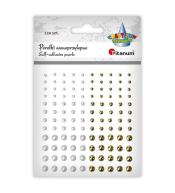 Perełki samoprzylepne okrągłe 120szt białe złote