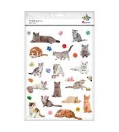 Naklejki papierowe koty, kwiaty 32szt.