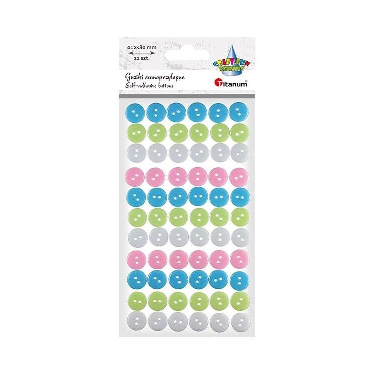 Guziki plastikowe samoprzylepne pastel 66szt