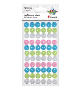 Guziki plastikowe samoprzylepne pastel 66szt