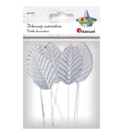 Liście materiałowe na druciku 10szt srebrne