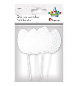 Liście materiałowe na druciku 10szt białe