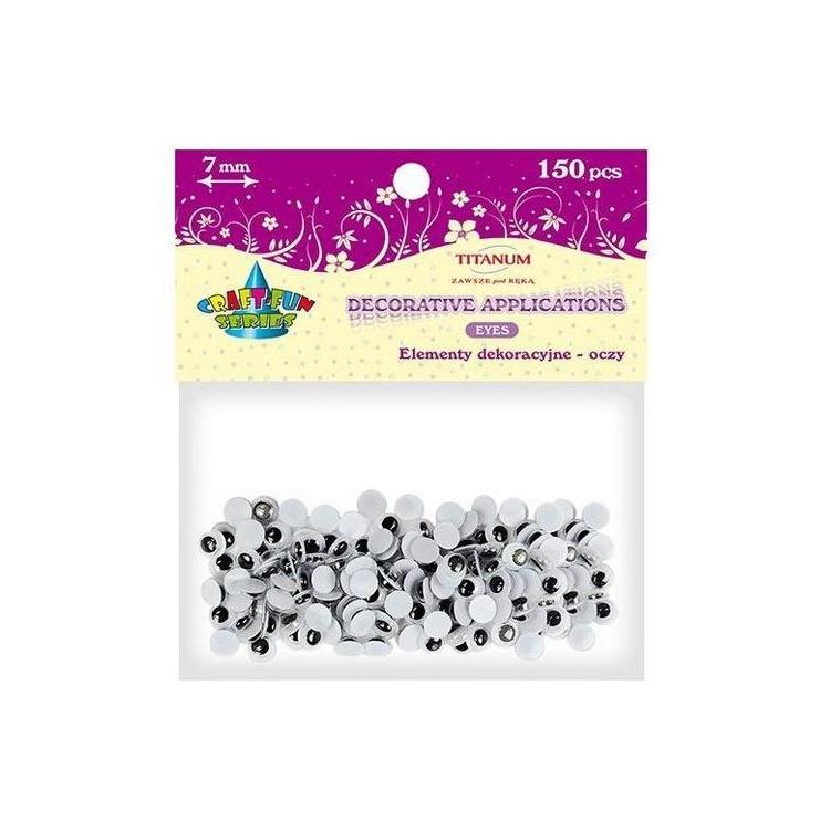 Oczy bez kleju i rzęs 7mm 150szt