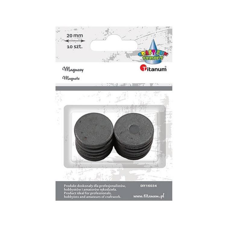 Magnesy okrągłe czarne 20mm 10szt