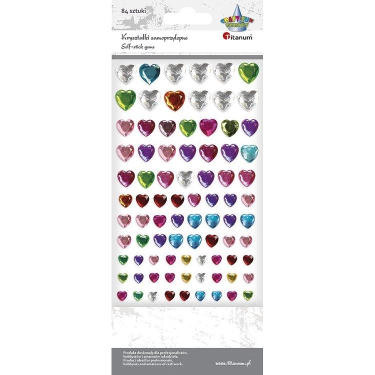 Kryształki samoprzylepne serca mix 84szt