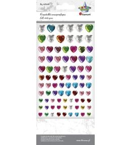 Kryształki samoprzylepne serca mix 84szt