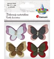 Aplikacje materiałowe motyle z cyrkonią 4szt