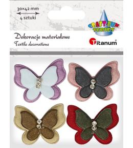 Aplikacje materiałowe motyle z cyrkonią 4szt