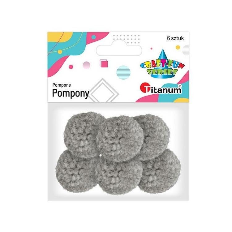 Pompony włóczkowe 3cm jasnoszare 6szt