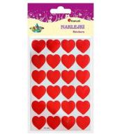 Naklejki papierowe serca 16x18mm czerwone 240szt