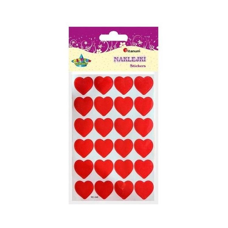 Naklejki papierowe serca 16x18mm czerwone 240szt