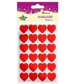 Naklejki papierowe serca 16x18mm czerwone 240szt
