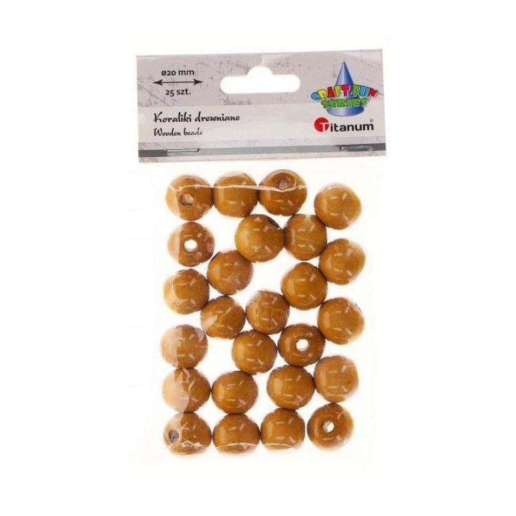 Koraliki drewniane jasno brązowe 25szt