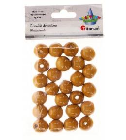 Koraliki drewniane jasno brązowe 25szt