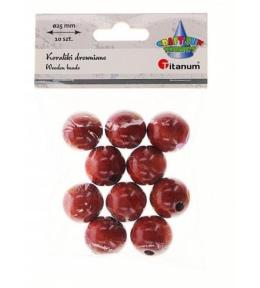 Koraliki drewniane lakierowane brązowe 10szt