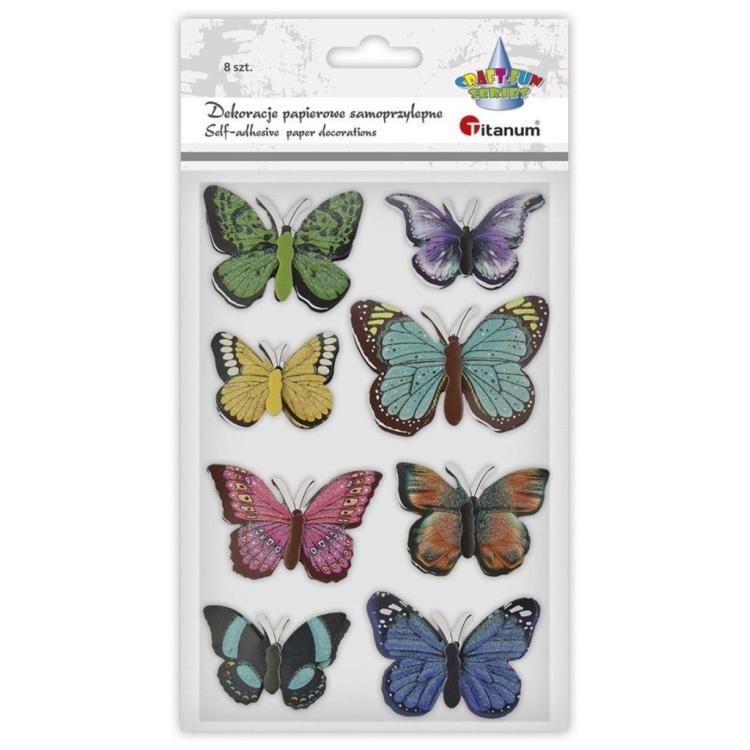 Dekoracje samoprzylepne papierowe 3D motyle 8szt