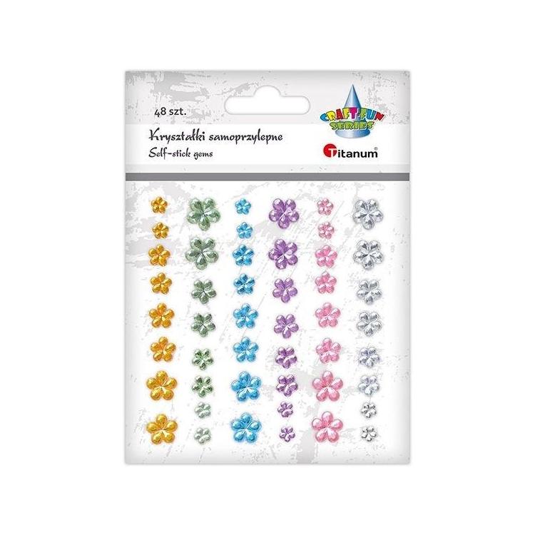 Kryształki samoprzylepne kwiaty 48szt