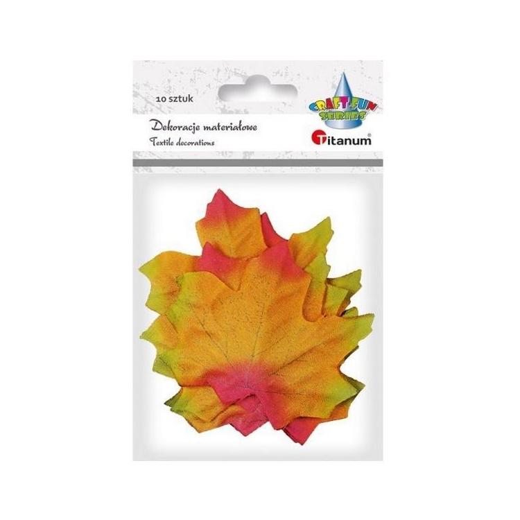 Liście klonu materiałowe 80x75mm czerw-żółte 10szt