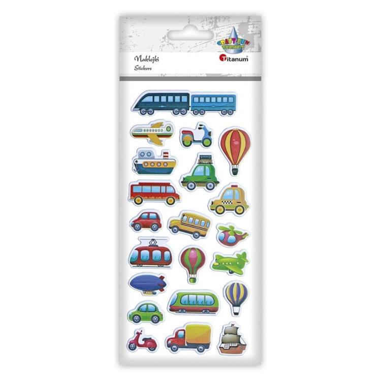 Naklejki wypukłe miękkie pojazdy mix 21szt