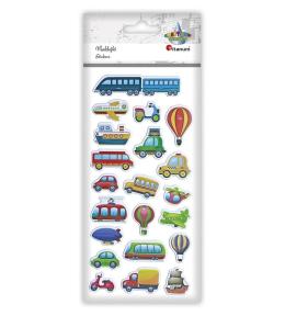 Naklejki wypukłe miękkie pojazdy mix 21szt