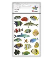 Naklejki wypukłe miękkie ryby mix 18szt