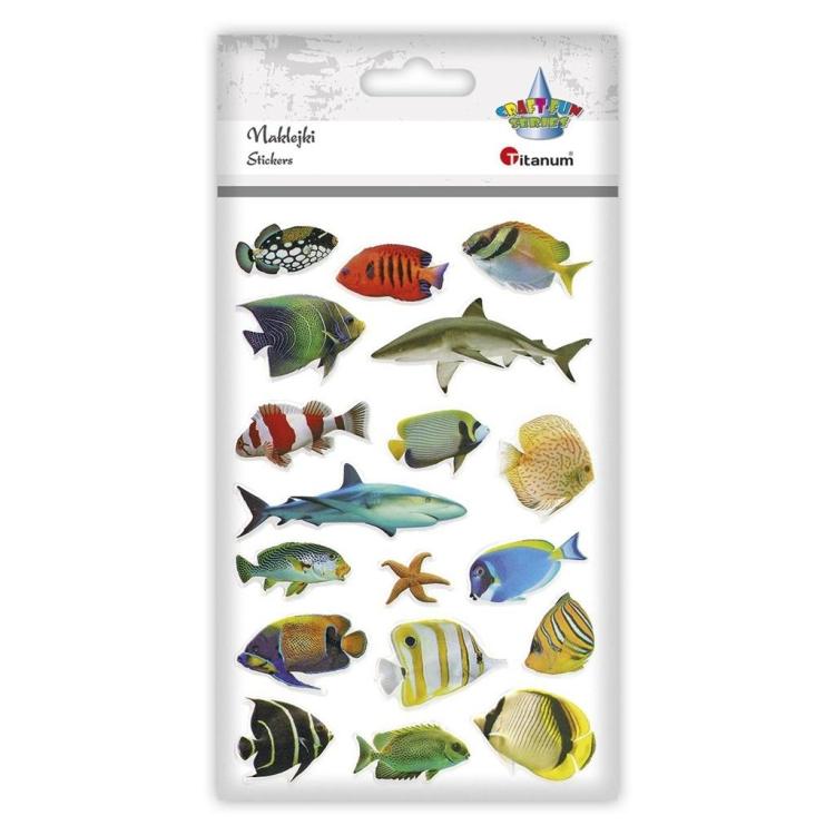 Naklejki wypukłe miękkie ryby mix 18szt