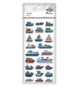Naklejki wypukłe miękkie statki mix 24szt
