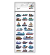 Naklejki wypukłe miękkie statki mix 24szt