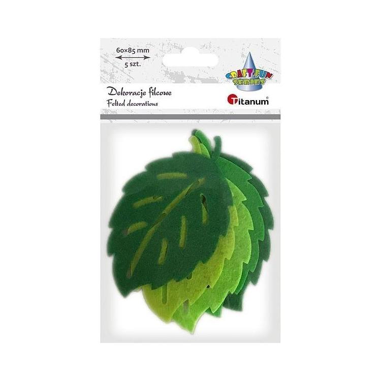 Filcowe liście 85x60mm zielone 5szt