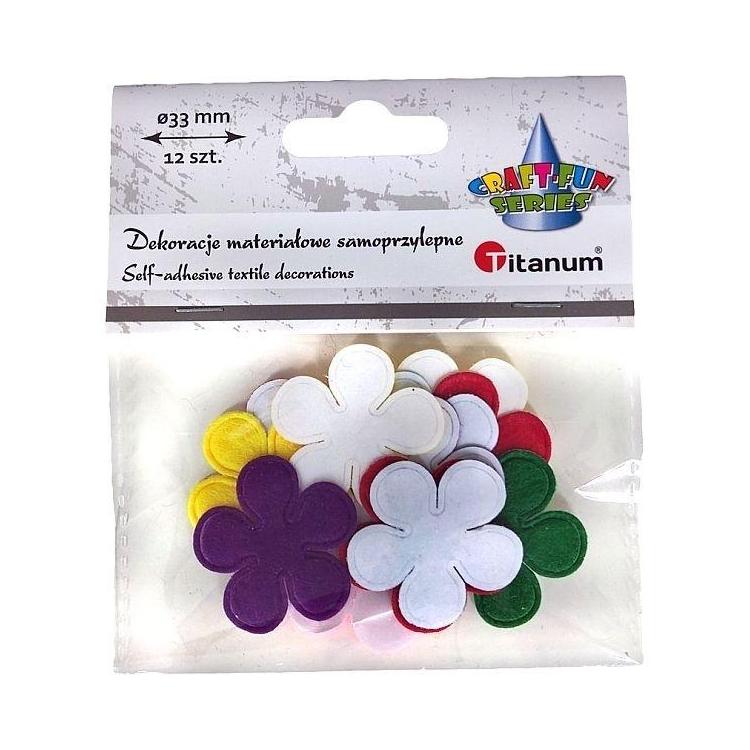 Dekoracje samoprzylepne kwiatki mix 12szt