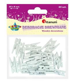 Klamerki drewniane białe 25szt