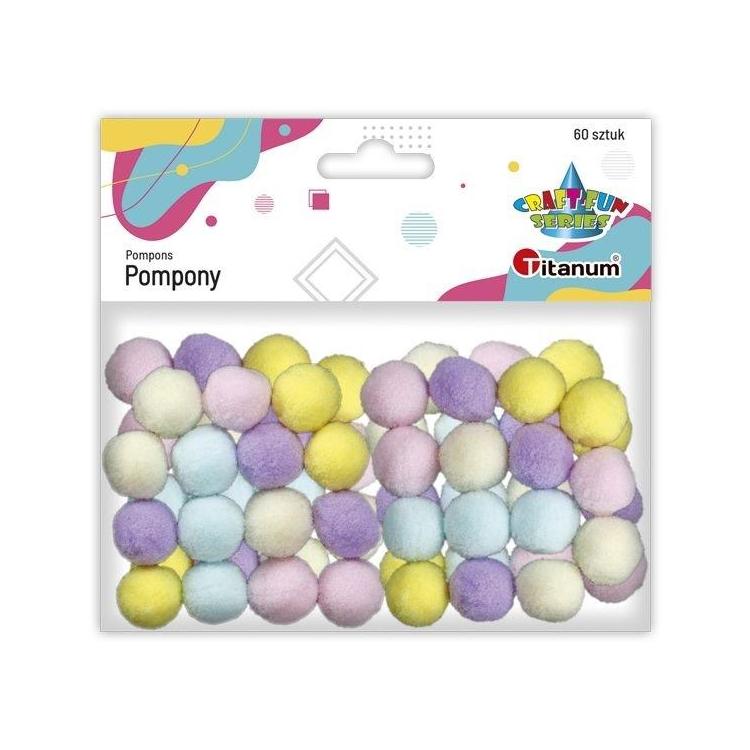 Pompony poliestrowe 16mm mix 60szt