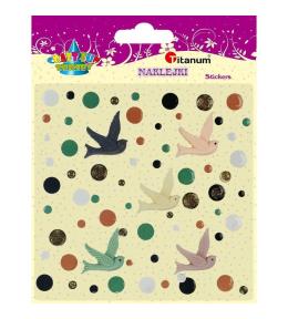 Naklejki żywica 3D ptaszki 5szt + kółka mix 60szt