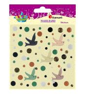 Naklejki żywica 3D ptaszki 5szt + kółka mix 60szt