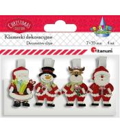 Klamerki drewniane z dekorem 4szt
