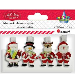 Klamerki drewniane z dekorem 4szt